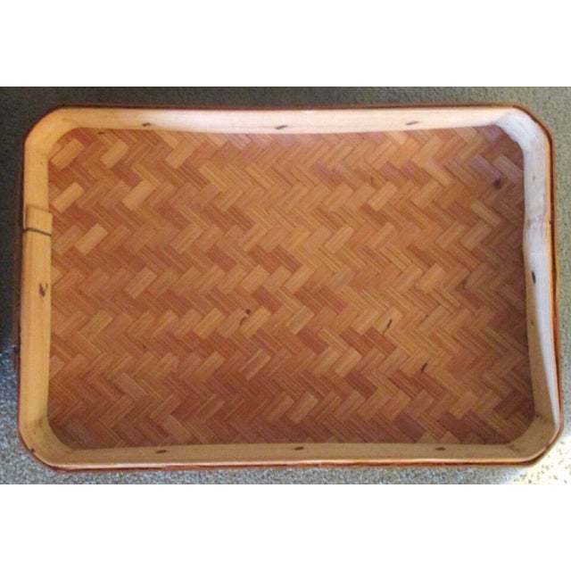 Vintage 1946 Occupied Japan Stacking Bamboo Lunch Picnic Basket For Sale - Image 10 of 12