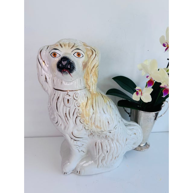 Ceramic 1950s Staffordshire Dog, Single For Sale - Image 7 of 12