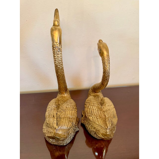1970s Vintage Pair of Maitland Smith Brass Swans For Sale - Image 5 of 10