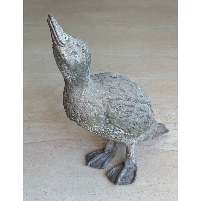 Antique Zinc Garden Duck Statue For Sale - Image 4 of 8