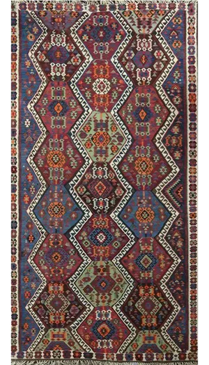 1970s Vintage Scandinavian Style Kilim Rug - 6' × 14'2″