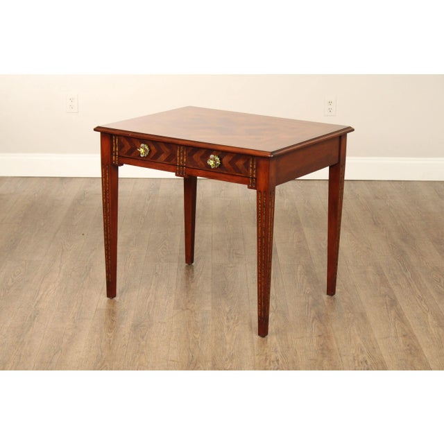 Drexel Heritage 'Celtic' Parquetry Top One Drawer Lamp Table For Sale - Image 11 of 12