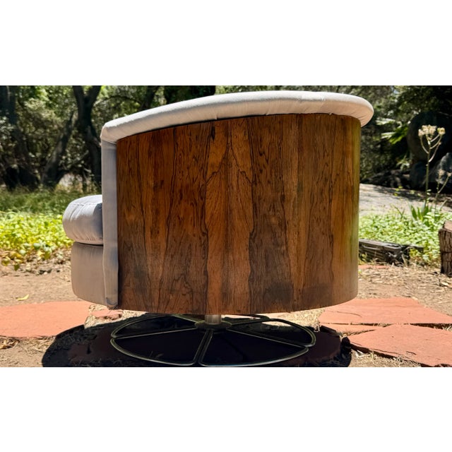Selig Barrel Seivel Chair c1960s. Spin around in style! Has the chrome rod petal base! Very clean Brazilian Rosewood...