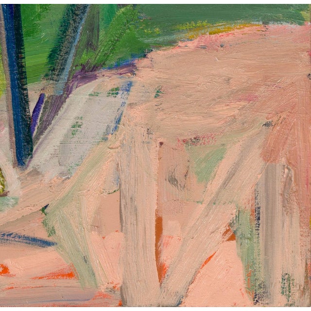 Evening Lawn by Hiroshi Sato | Oil on Canvas Figure seated on a lawn with another figure in the background. For Sale - Image 4 of 5
