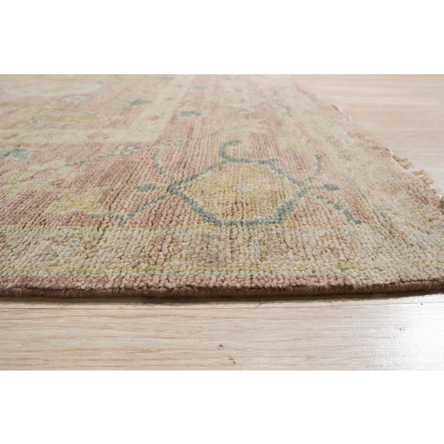 12x15 Timeless Oushak Coral Traditional Floral Geometric Hand Knotted Wool Rug For Sale - Image 4 of 9