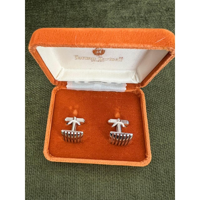 Sir Norman Hartnell Vintage Silver Plated Cufflinks In Original Velvet Case For Sale - Image 18 of 18