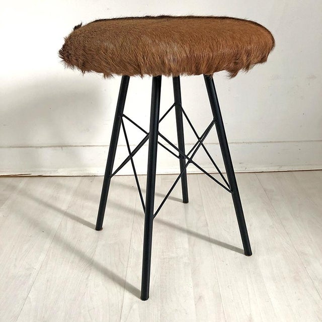 Vintage Cowhide Stool, 1970s For Sale - Image 6 of 6