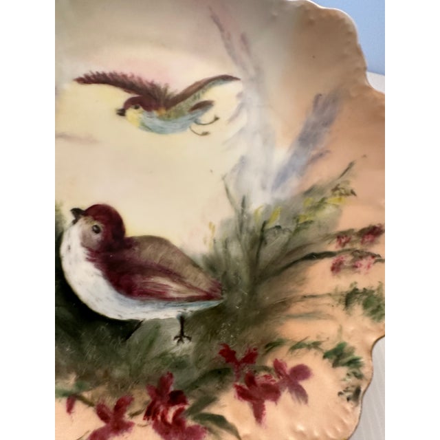 Vintage 1949's Rosenthal Part of "Malmaison" Series Porcelain Hand Painted Scalloped Edge Plate, Signed For Sale - Image 9 of 12