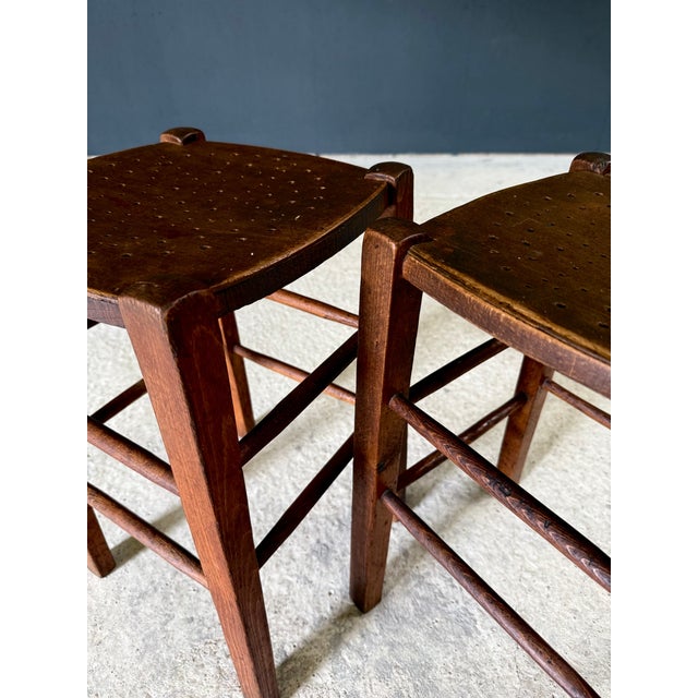 French Country Bistro Stools, 1930s, Set of 2 For Sale - Image 13 of 16