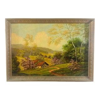 1900's, Oil on Board Impressionstic Landscape Painting Signed Paul Kujal For Sale