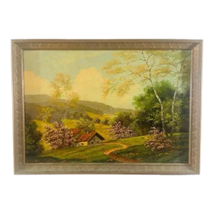 1900's, Oil on Board Impressionstic Landscape Painting Signed Paul Kujal
