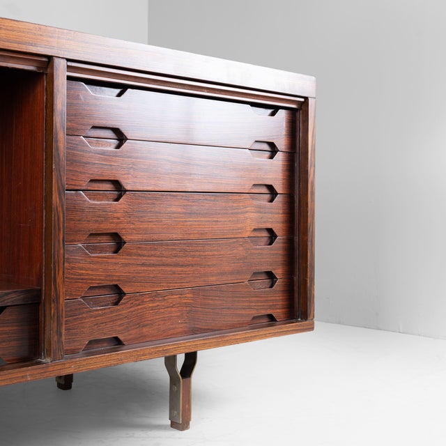 Brown Mid-Century Double-Sided Wooden Sideboard, 1950s For Sale - Image 8 of 18