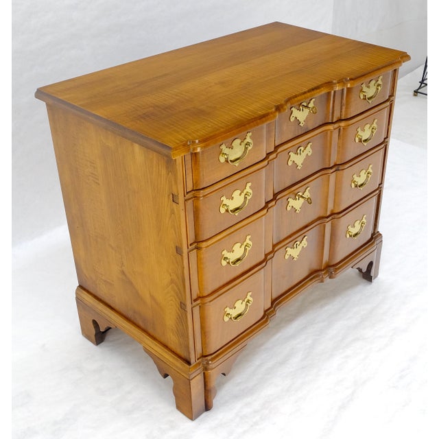 Tangerine Very Fine Solid Tiger Maple Block Front Bracket Feet Bachelor Dresser Chest For Sale - Image 8 of 18