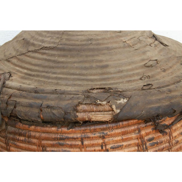 Wood Monumental Antique Basket With Lid & Metal Hardware For Sale - Image 7 of 11