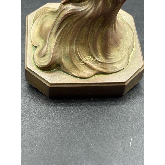 Antique Signed Ludwig Beck ( L. Beck ) Bronze Art Nouveau Table Lamp For Sale - Image 12 of 13