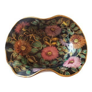 Vintage Henri Bequet Bowl Queregnon Belgium Ceramic Hand Painted Fruit Console For Sale