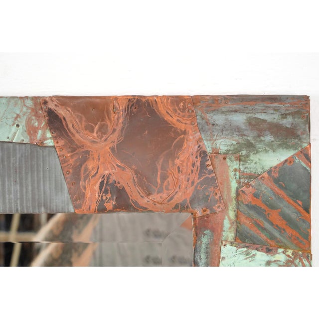 Handcrafted Copper Collage Beveled Dressing Mirror For Sale - Image 4 of 7