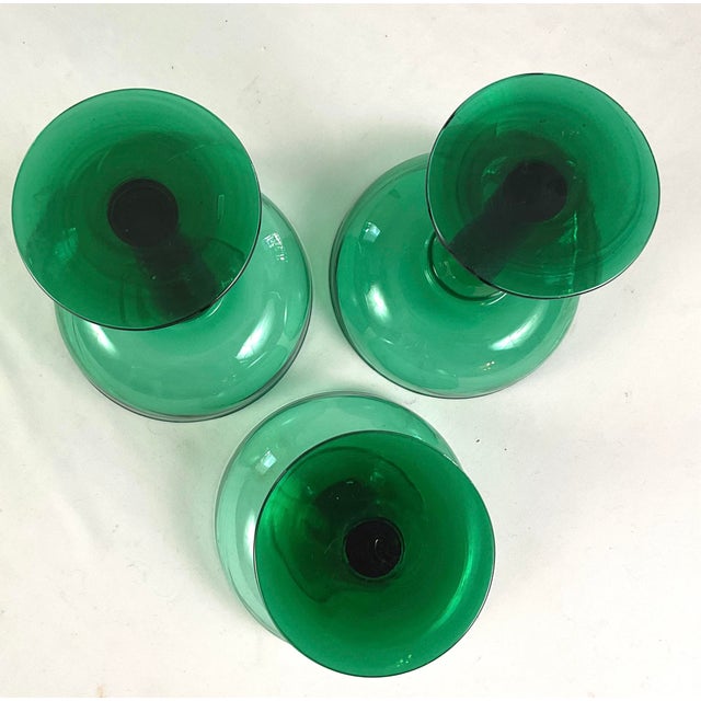 Superably hand blown- green margarita glasses Set of three