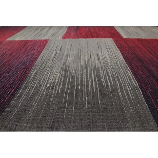 Gray Handwoven Scandinavian Style Persian Kilim Area Rug 5’4″ X 6’6″ For Sale - Image 8 of 10