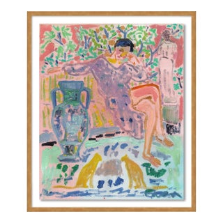 The Thinker by Anne-Louise Ewen in Gold Frame, Small Art Print For Sale