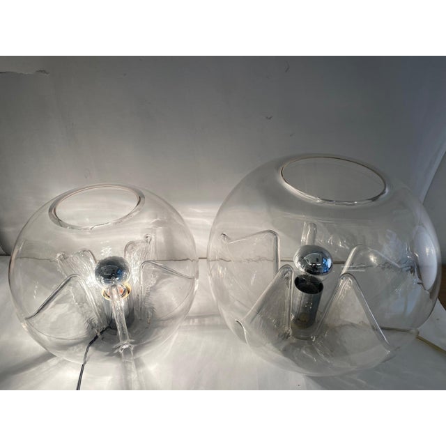 Silver Clear Glass Membrane Lamps attributed to Toni Zuccheri for Veart, Murano, 1960s, Set of 2 For Sale - Image 8 of 15