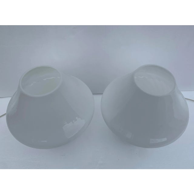 Vintage Italian White Murano Mushroom Lamps - a Pair For Sale - Image 10 of 11