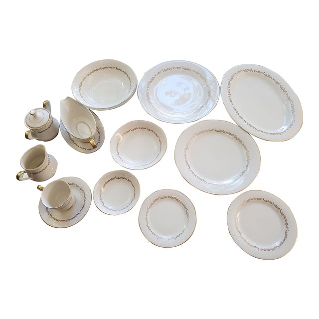 ❤️Miami Pick Up ONLY-Rare Vintage 1970 Royal Castle FULL-91pc China Set Gold-Leaf Ivory Fine For Sale