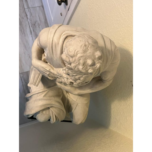 Neoclassical Grand 70" Vintage Solid Cast Stone "Moses" Statue With 360° Swivel Pedestal For Sale - Image 3 of 10