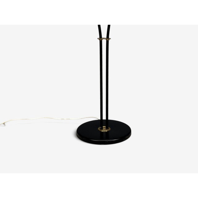 1960s Swedish Modern, Floor Lamp, Black Lacquered Metal, Brass, Fabric For Sale - Image 12 of 12