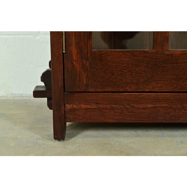 Wood Stickley Mission Oak Arts & Crafts Triple Bookcase For Sale - Image 7 of 13