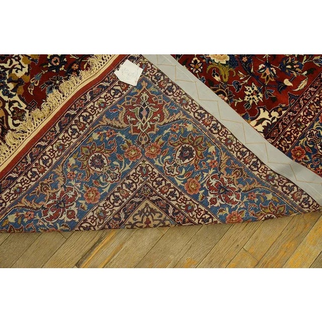 Textile Magistral Red Rust Color and Lovely Floral Patters Desing Persian Isfahan Rug For Sale - Image 7 of 7
