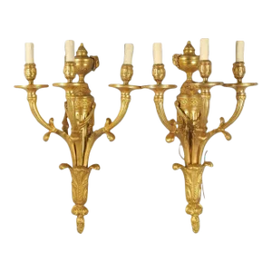 Large Louis XVI Gilt Bronze Sconces