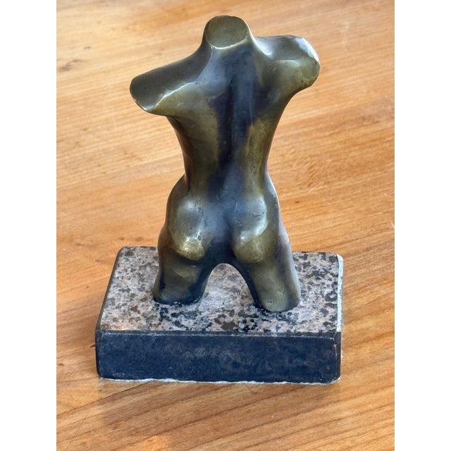 Late 20th Century Bronze Nude Female Torso on Stone Base For Sale - Image 6 of 6