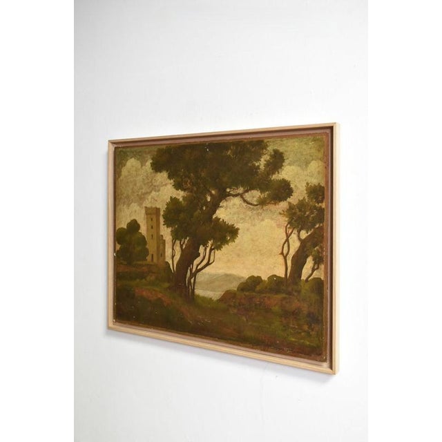 Landscape with Ruins, 1960s, Oil on Panel For Sale - Image 3 of 6
