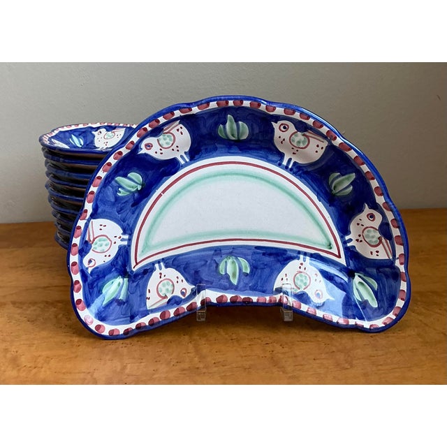 Blue Vintage Italian Solimine Glazed Ceramic Salad Plate - Set of 10 For Sale - Image 8 of 12