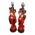 Vintage Faux Cinnabar Chinoiserie Figural Chalkware Table Lamps - Pair For Sale