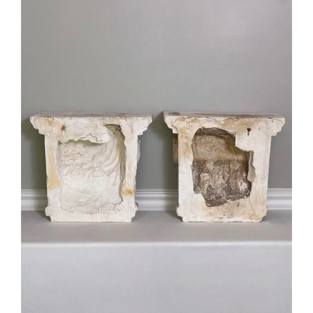 Pair of Antique Neoclassical Plaster Corbel Wall Brackets for Mantle, Doorstop, 1920 For Sale - Image 14 of 16