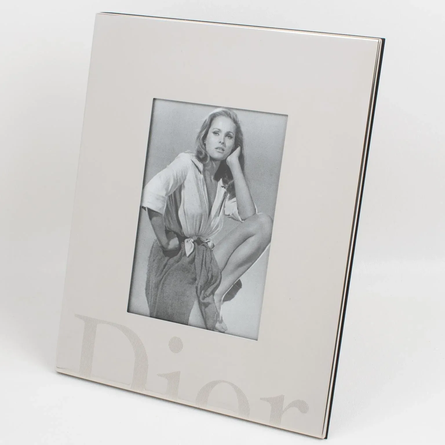 Christian Dior Home Silver Plate Picture Frame With Engraved Dior