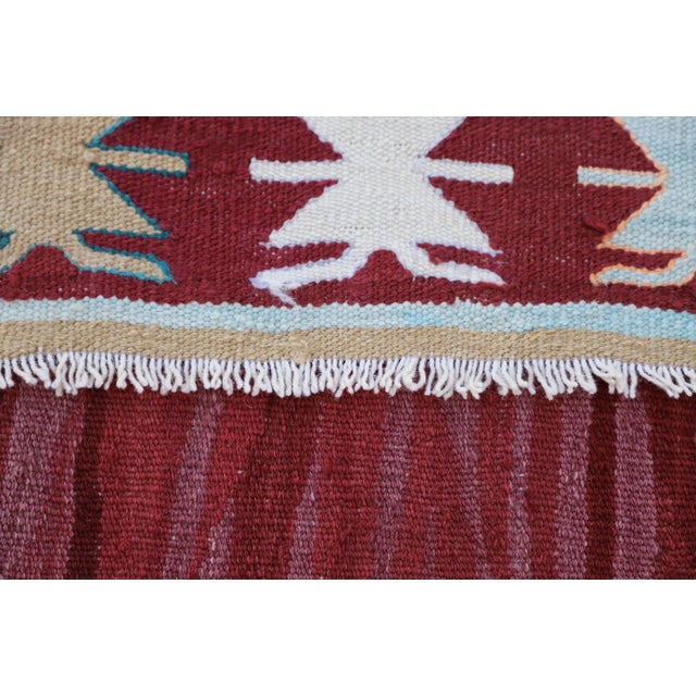 Burgundy 1970s Turkish Anatolian Hand Knotted Natural Wool Burgundy Kilim Rug For Sale - Image 8 of 13