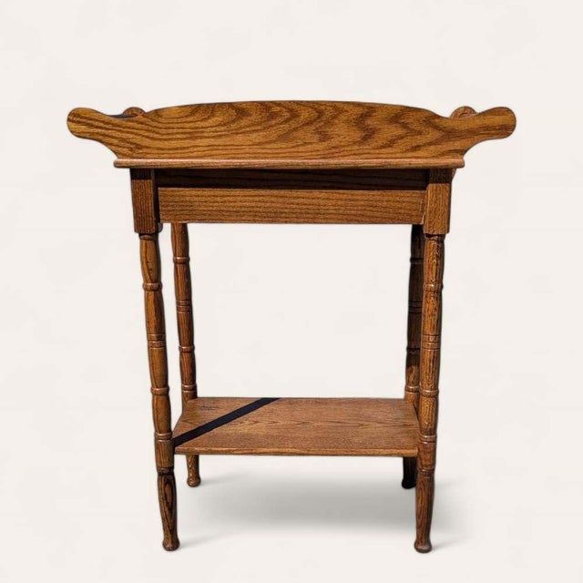 Chestnut Antique Oak Washstand With Drawer, Shelf and Towel Rail, 19th Century For Sale - Image 8 of 17