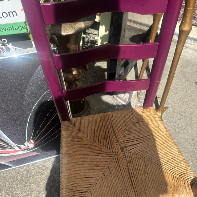 Late 20th Century Purple Wooden Ladder Back Chair For Sale - Image 4 of 6