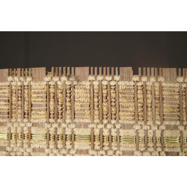 Gold Maria Kipp Mid-Century Modern Natural & Pale Gold Checker Weave Lampshade, 1960s For Sale - Image 8 of 11