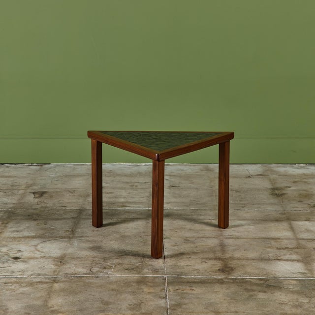1950s Gordon & Jane Martz Triangular Black Coin Tile Mosaic Side Table For Sale - Image 5 of 12
