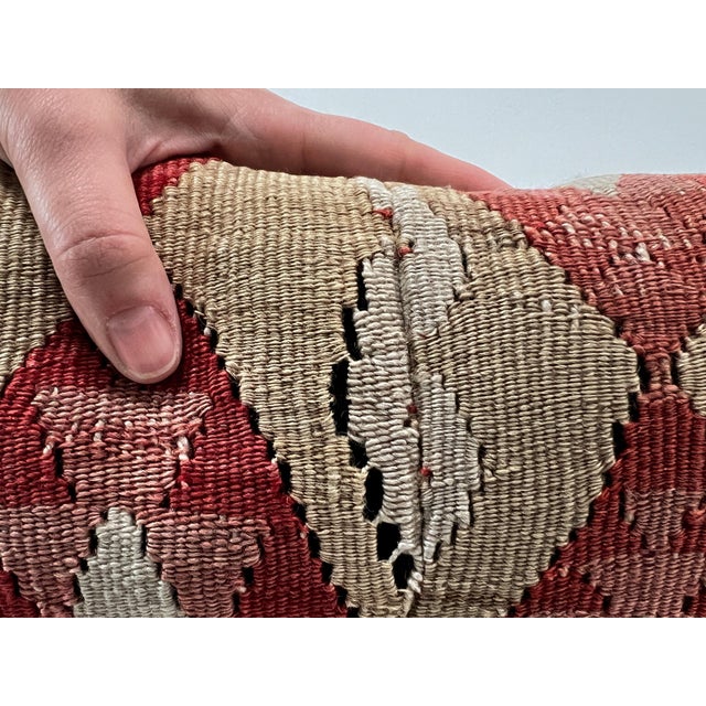 Vintage Turkish Kilim Lumbar Pillow | Handwoven Wool Decorative Cushion | 9 in X 17 In For Sale - Image 12 of 12