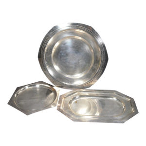 Vintage French Silver-Plated Serving Platters, Assembled Set of 3