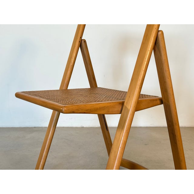 Vintage Folding Chairs in Ash and Vienna Straw, 1970s, Set of 4 For Sale - Image 10 of 18