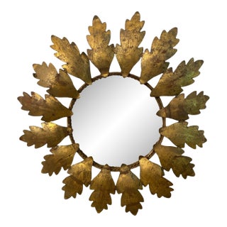 French Metal Sunburst Mirror For Sale