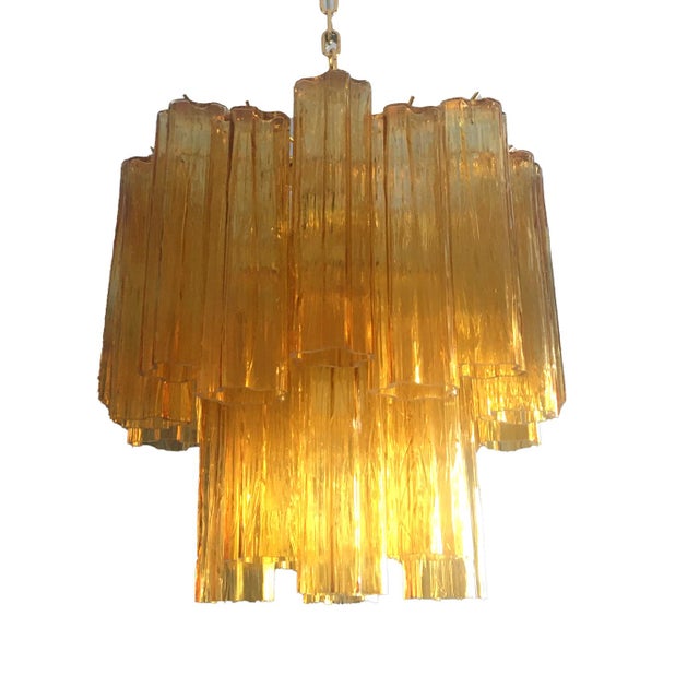 Glass Contemporary Amber “Tronchi” Murano Glass Chandelier For Sale - Image 7 of 9