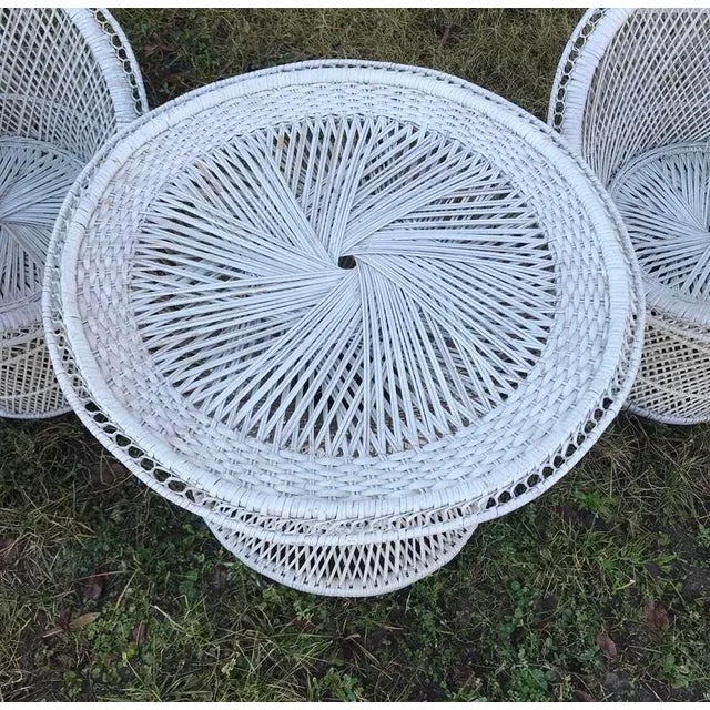 Wood Vintage Mid to Late 20th Century Wicker Barrel Chairs and Round Table, Child Sized, Set of 3 For Sale - Image 7 of 8