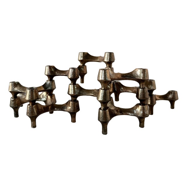 Modular Bonze Candleholder by Michael Harjes, 1960s, Set of 10 For Sale